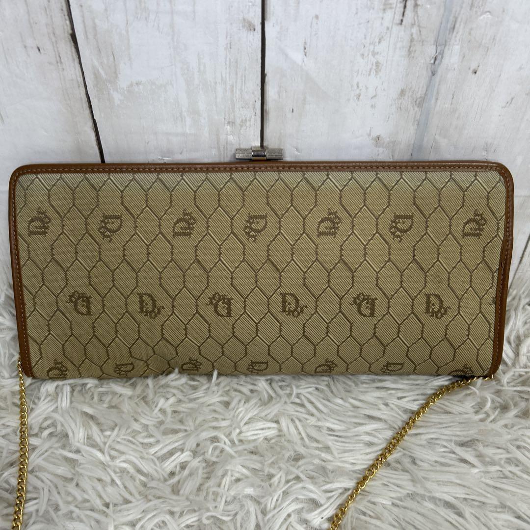 Christian Dior Shoulder Bag Purse Honeycomb Canvas Beige Brown Authentic