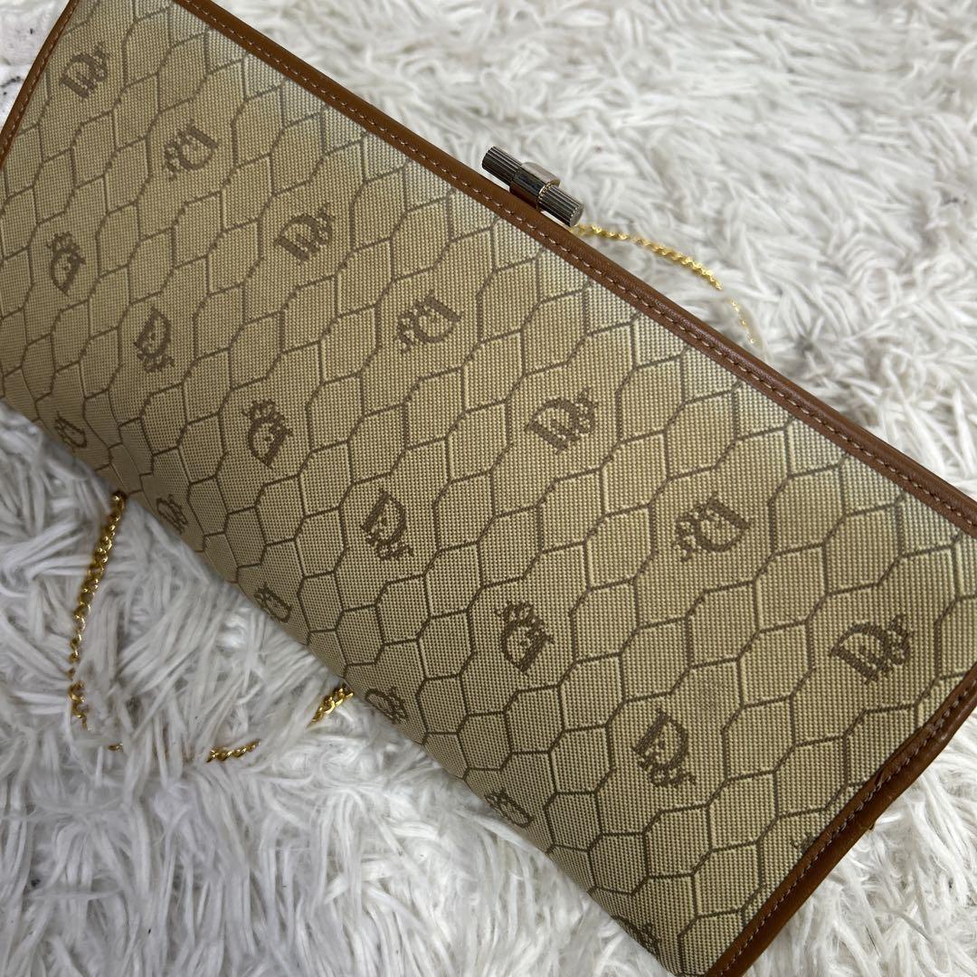 Christian Dior Shoulder Bag Purse Honeycomb Canvas Beige Brown Authentic