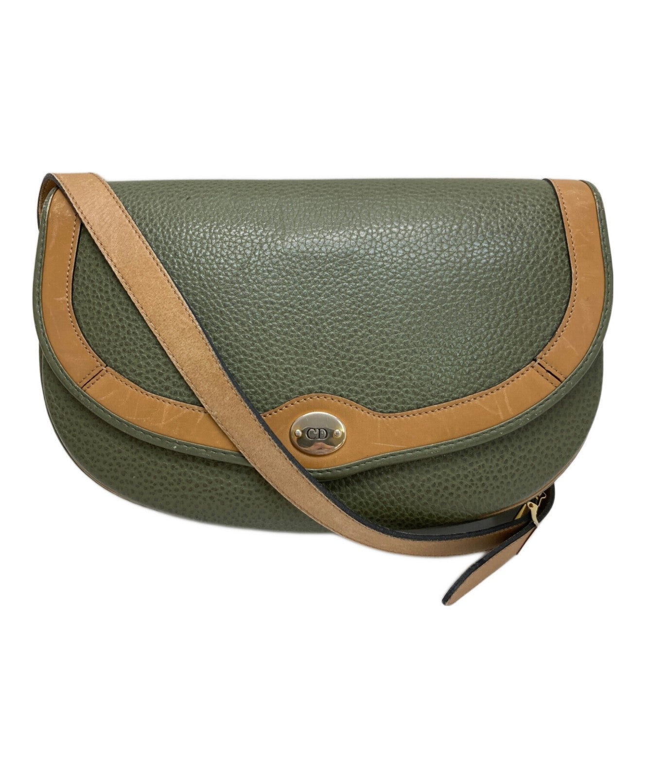 Christian Dior Shoulder Bag Purse CD Green Authentic
