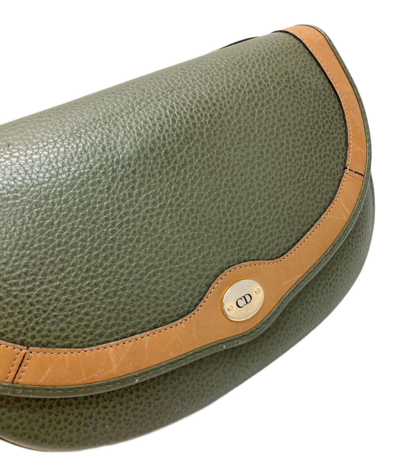 Christian Dior Shoulder Bag Purse CD Green Authentic