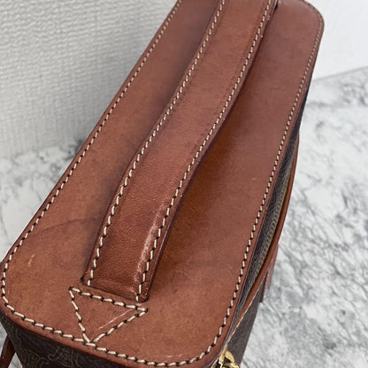 CELINE Vanity Bag Hand Bag Tote Purse Macadam Brown Authentic