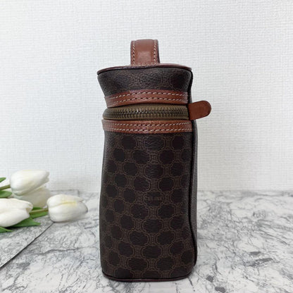 CELINE Vanity Bag Hand Bag Tote Purse Macadam Brown Authentic