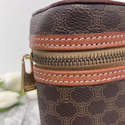CELINE Vanity Bag Hand Bag Tote Purse Macadam Brown Authentic