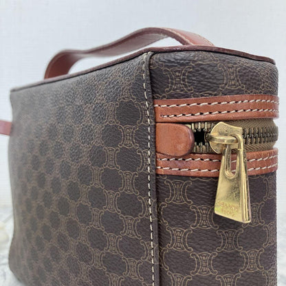 CELINE Vanity Bag Hand Bag Tote Purse Macadam Brown Authentic