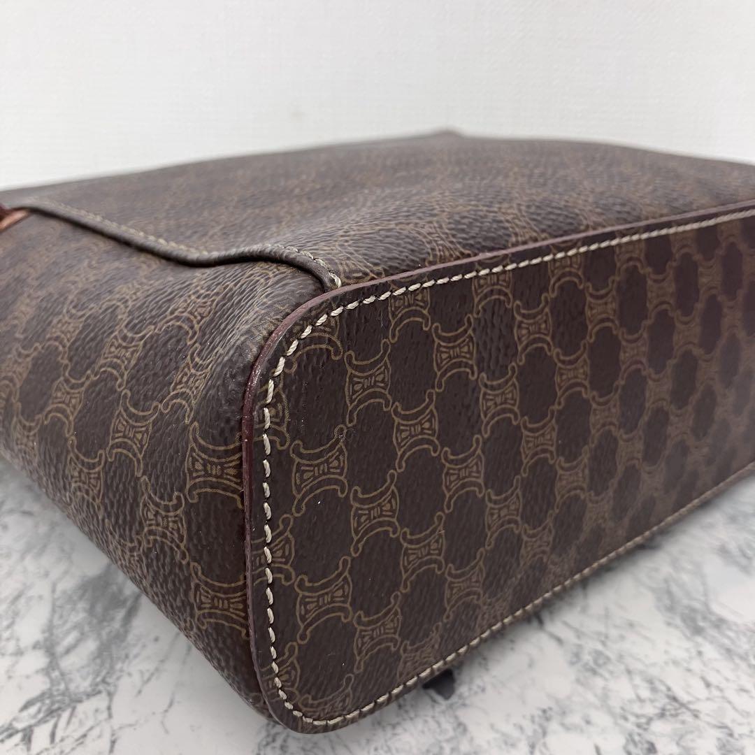 CELINE Vanity Bag Hand Bag Tote Purse Macadam Brown Authentic