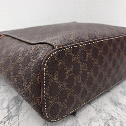 CELINE Vanity Bag Hand Bag Tote Purse Macadam Brown Authentic