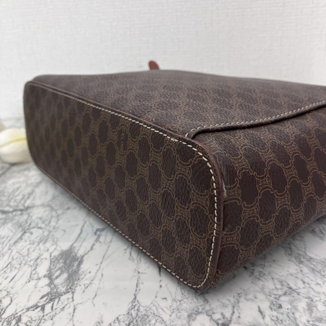 CELINE Vanity Bag Hand Bag Tote Purse Macadam Brown Authentic