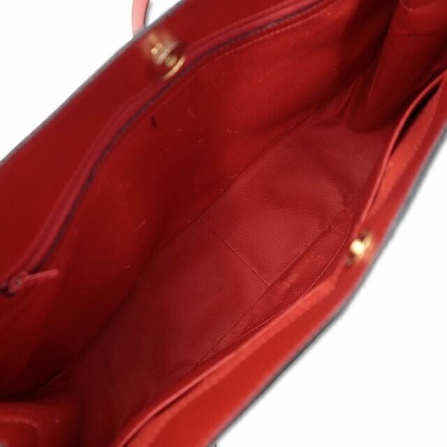 CELINE Hand Shoulder Bag Tote Purse Leather Red Authentic