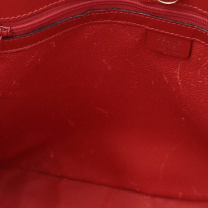 CELINE Hand Shoulder Bag Tote Purse Leather Red Authentic