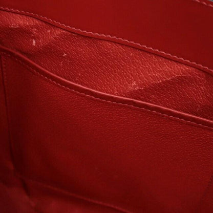 CELINE Hand Shoulder Bag Tote Purse Leather Red Authentic