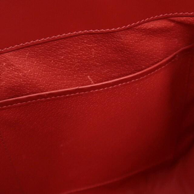 CELINE Hand Shoulder Bag Tote Purse Leather Red Authentic