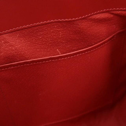 CELINE Hand Shoulder Bag Tote Purse Leather Red Authentic