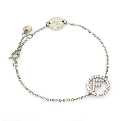 FENDI Bracelet Bangle F Logo Metal Silver Authentic