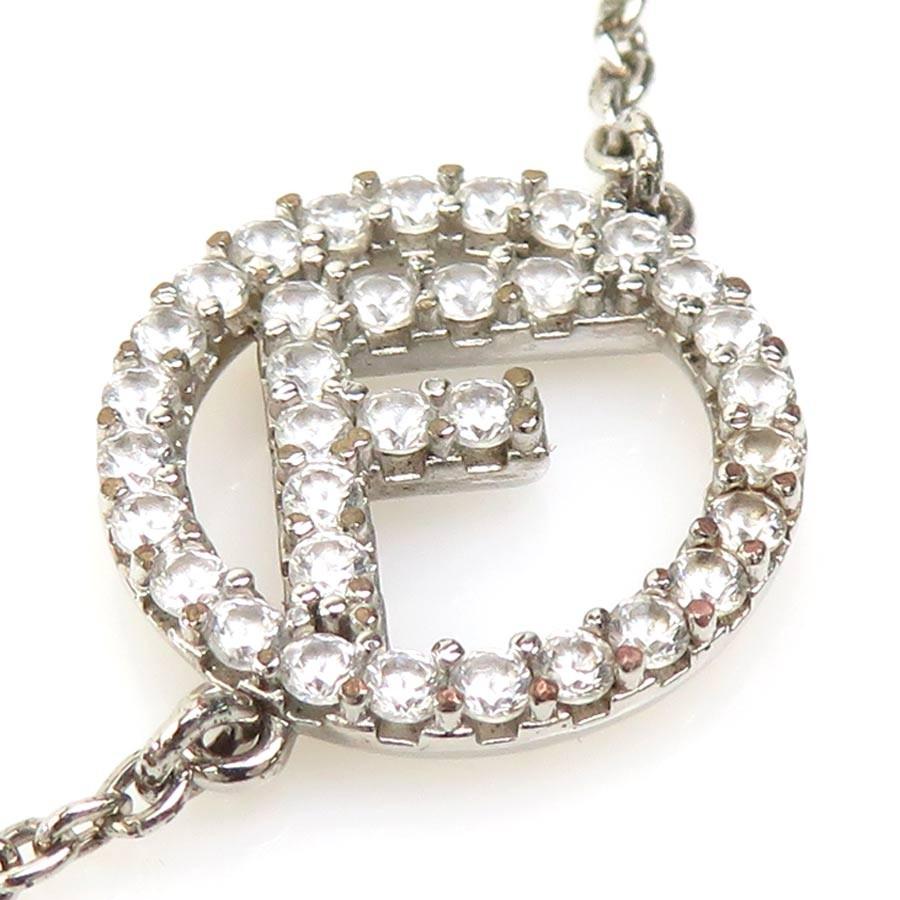 FENDI Bracelet Bangle F Logo Metal Silver Authentic