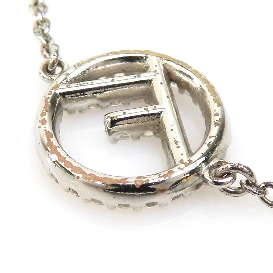FENDI Bracelet Bangle F Logo Metal Silver Authentic