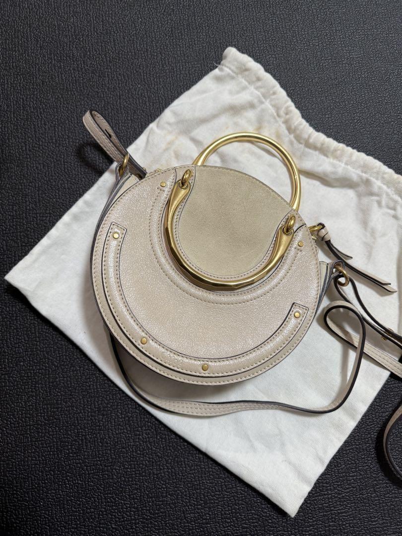 Chloe Purse Pixie convertible handbag shoulder bag Beige Leather Women's Auth