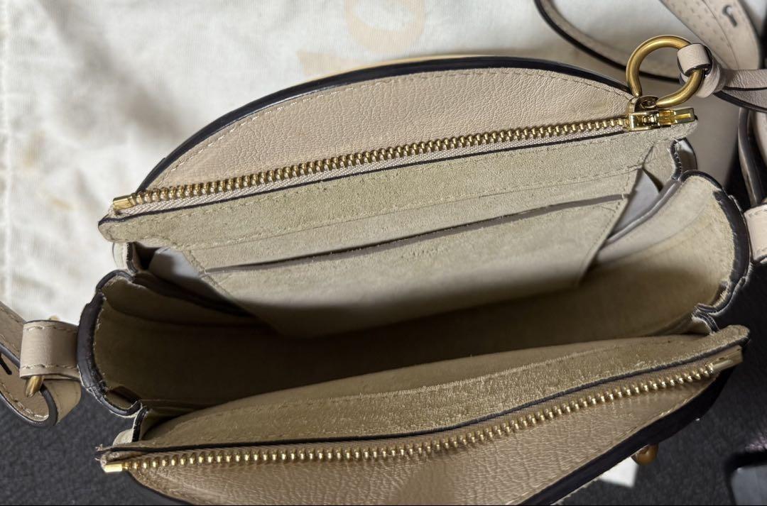 Chloe Purse Pixie convertible handbag shoulder bag Beige Leather Women's Auth