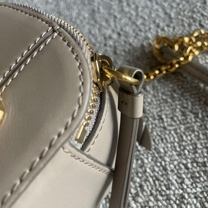 Chloe Purse shoulder bag Leather chain Logo beige gray gold leather Women's Used