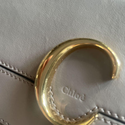 Chloe Purse shoulder bag Leather chain Logo beige gray gold leather Women's Used