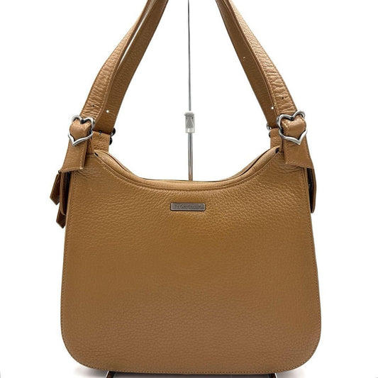 Saint Laurent Hand Bag Tote Purse Logo Leather Camel Authentic