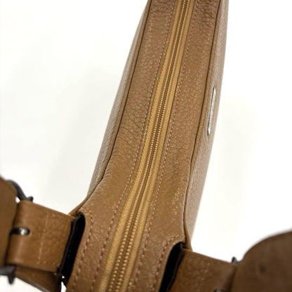 Saint Laurent Hand Bag Tote Purse Logo Leather Camel Authentic