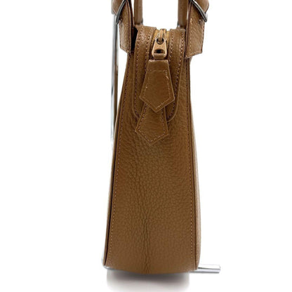 Saint Laurent Hand Bag Tote Purse Logo Leather Camel Authentic