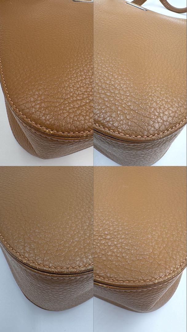 Saint Laurent Hand Bag Tote Purse Logo Leather Camel Authentic