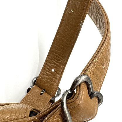 Saint Laurent Hand Bag Tote Purse Logo Leather Camel Authentic