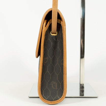 Christian Dior Shoulder Bag Purse Honeycomb Leather PVC Brown Authentic