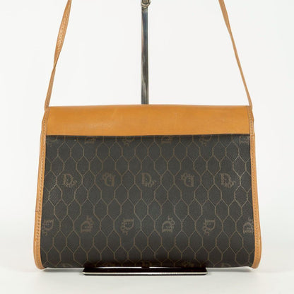 Christian Dior Shoulder Bag Purse Honeycomb Leather PVC Brown Authentic