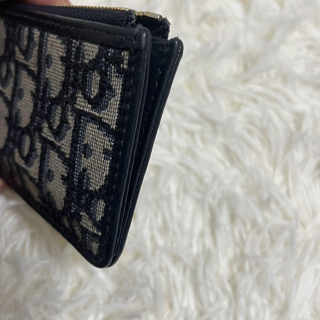 Christian Dior Coin Case Wallet Purse Compact Trotter CD Navy Gold Authentic