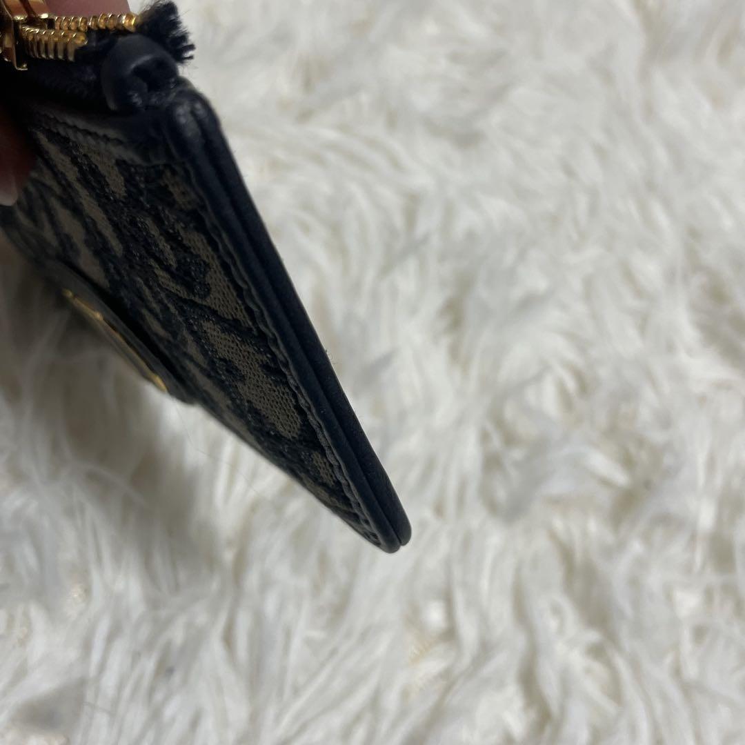 Christian Dior Coin Case Wallet Purse Compact Trotter CD Navy Gold Authentic