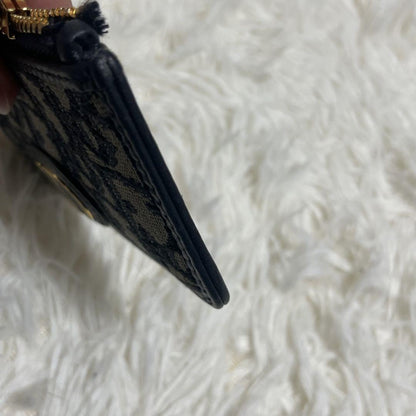 Christian Dior Coin Case Wallet Purse Compact Trotter CD Navy Gold Authentic