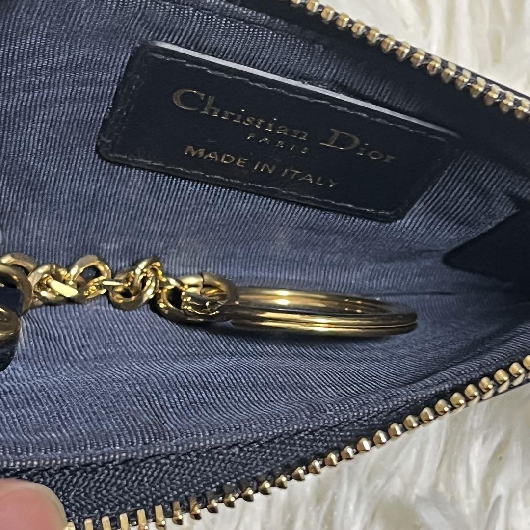 Christian Dior Coin Case Wallet Purse Compact Trotter CD Navy Gold Authentic
