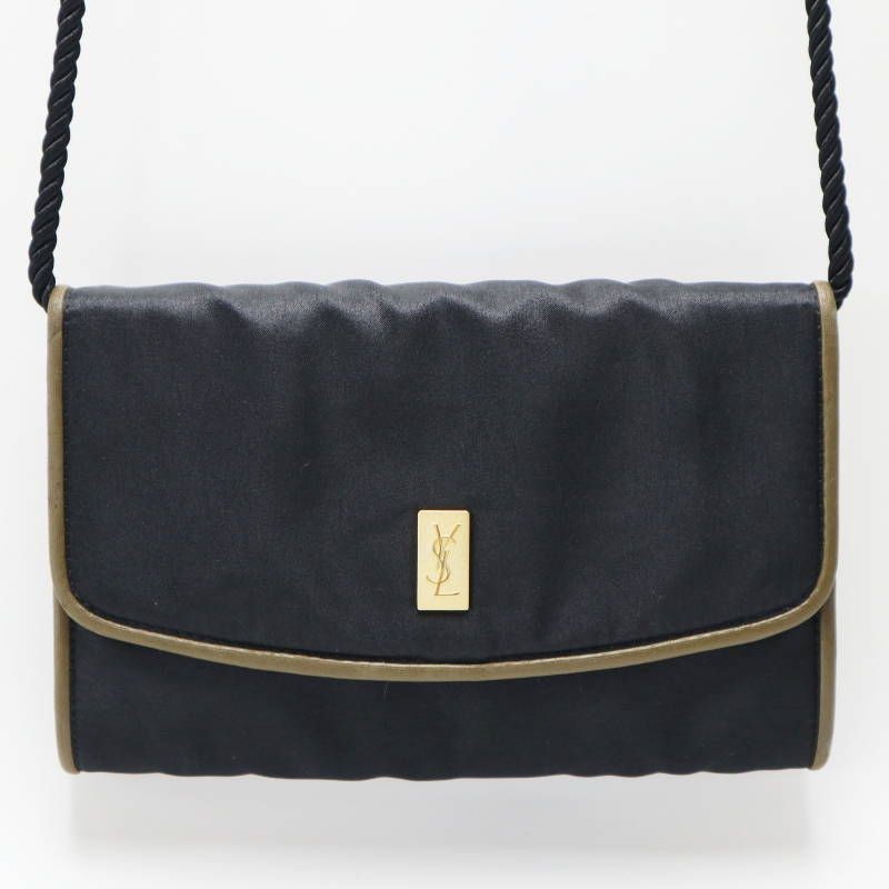 Saint Laurent Shoulder Bag Purse 2way YSL Cassandra Satin Black Authentic