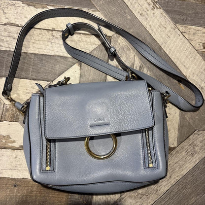 Chloe Shoulder Bag Purse Leather Gray Authentic