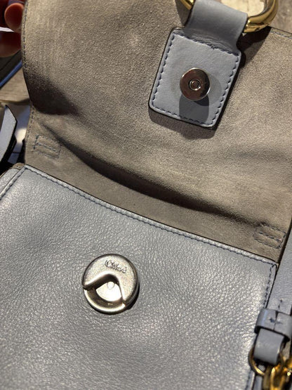 Chloe Shoulder Bag Purse Leather Gray Authentic