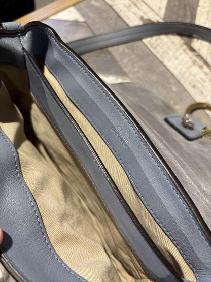 Chloe Shoulder Bag Purse Leather Gray Authentic