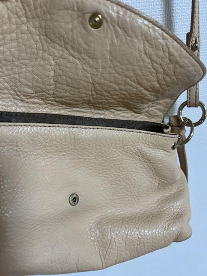 Chloe Shoulder Bag Logo Beige Gold Authentic Leather Women's Used
