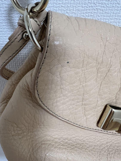 Chloe Shoulder Bag Logo Beige Gold Authentic Leather Women's Used
