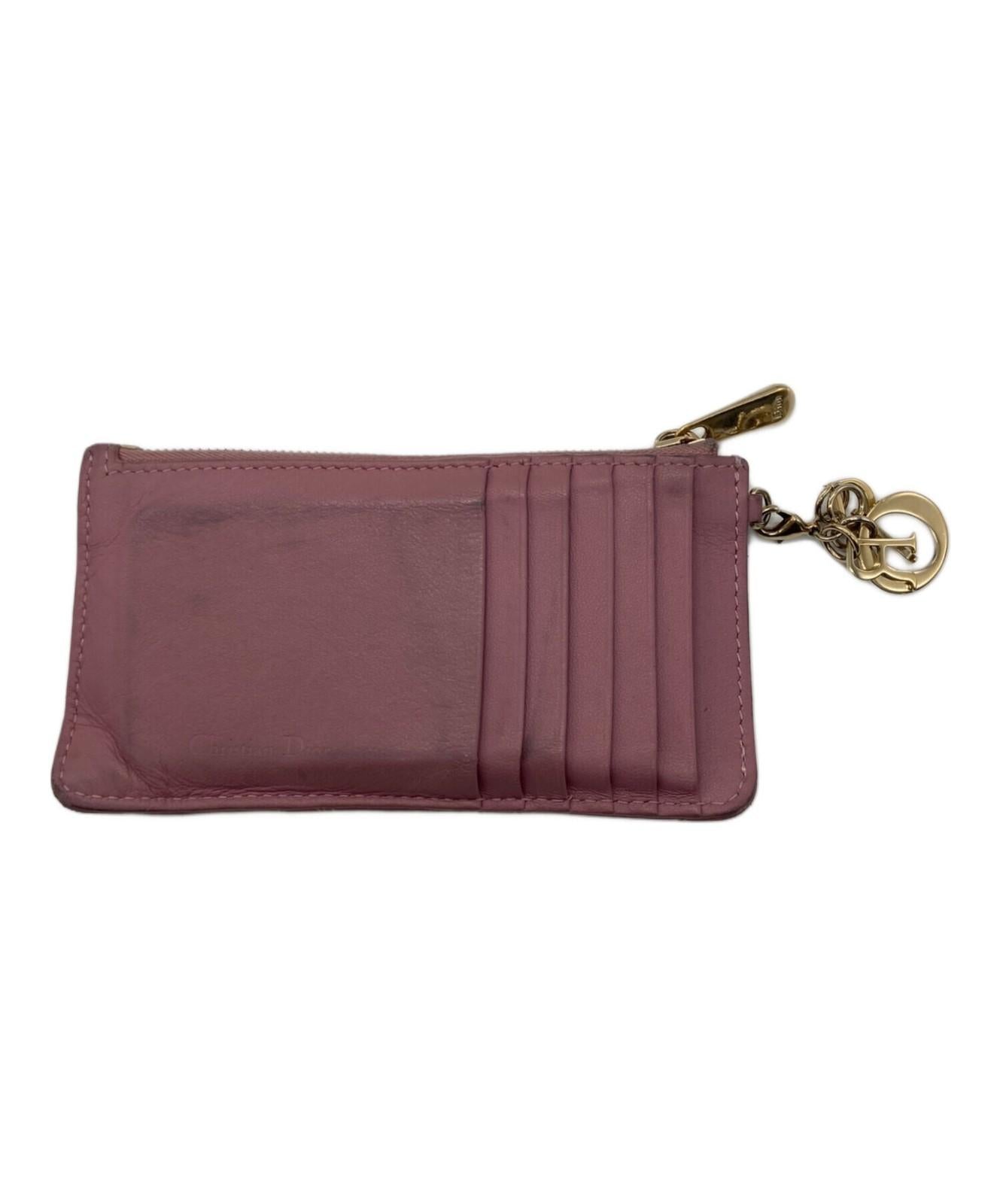 Christian Dior Coin Case Card Holder Wallet Purse Compact Pink Authentic