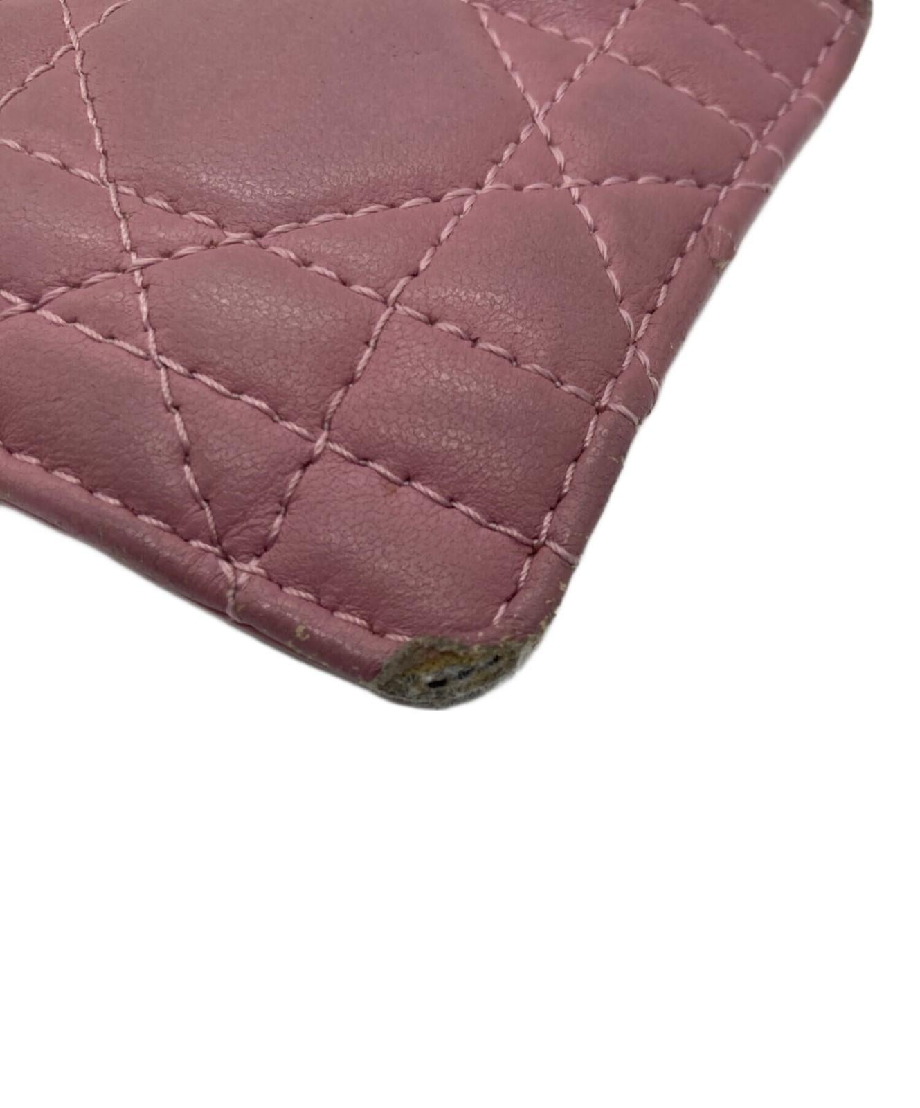 Christian Dior Coin Case Card Holder Wallet Purse Compact Pink Authentic