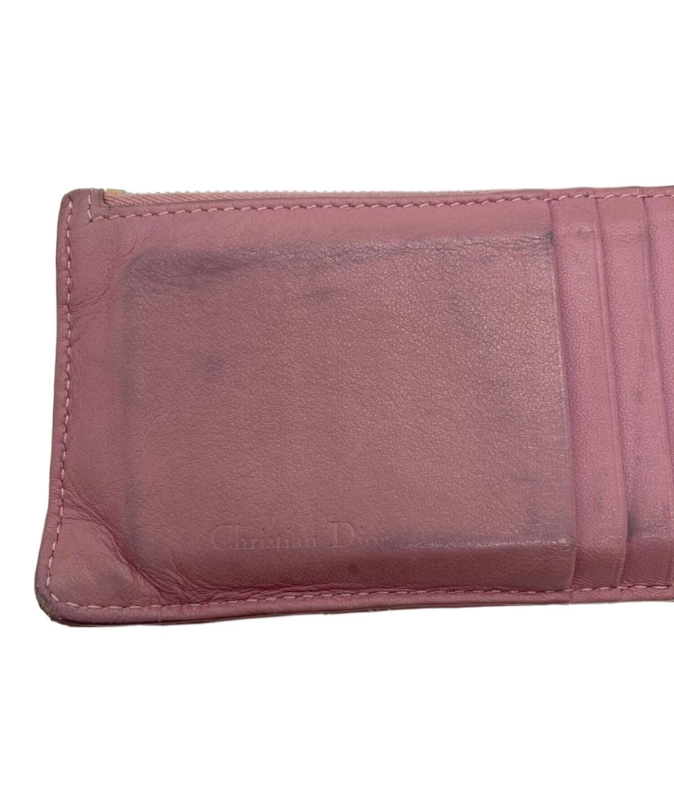 Christian Dior Coin Case Card Holder Wallet Purse Compact Pink Authentic