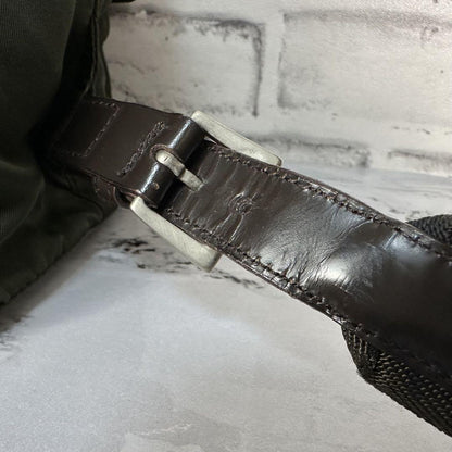 PRADA backpack Purse Logo Khaki Nylon Leather Used Women's Men's Authentic