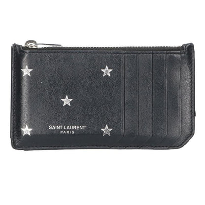 SAINT LAURENT PARIS Card Case Holder Wallet Compact Purse Logo Leather Black
