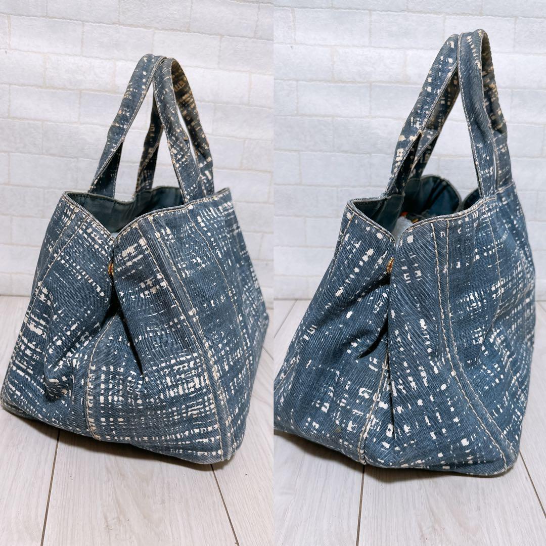 PRADA Hand Bag Tote Purse Logo Denim Authentic