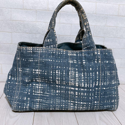 PRADA Hand Bag Tote Purse Logo Denim Authentic