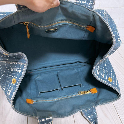 PRADA Hand Bag Tote Purse Logo Denim Authentic