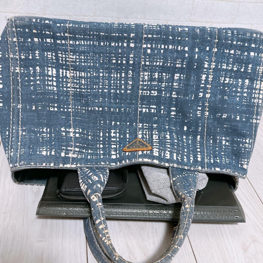 PRADA Hand Bag Tote Purse Logo Denim Authentic