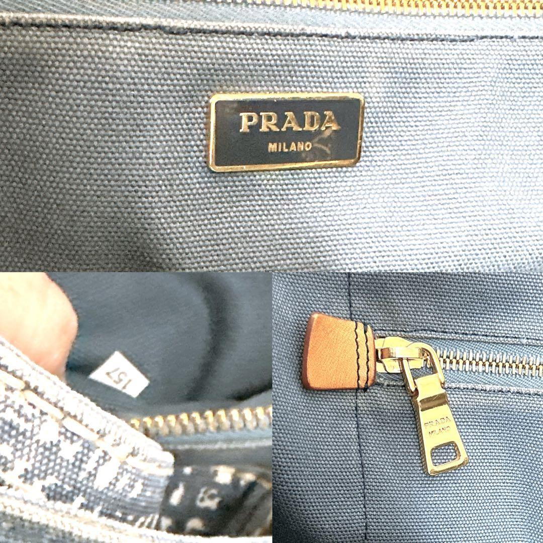 PRADA Hand Bag Tote Purse Logo Denim Authentic
